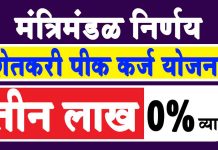 तीन लाख पर्यन्तचे Pik Karj आता शुन्य टंक्के व्याजदर