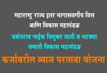 OBC, VJNT Mahamandal कर्ज योजना Online Form OBC, VJNT Mahamandal