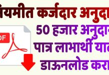 50 Hajar Anudan List रेग्युलर कर्जदार अनुदान यादी 50 Hajar Anudan List